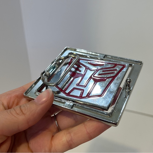 Transformers Belt Buckle Silver Metal & Red Flip Reversible Autobots - Picture 4 of 8